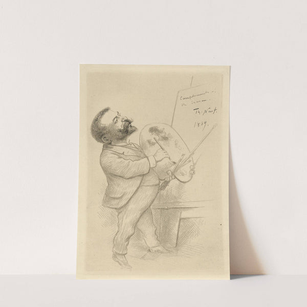 Caricature self-portrait at easel by Thomas Nast