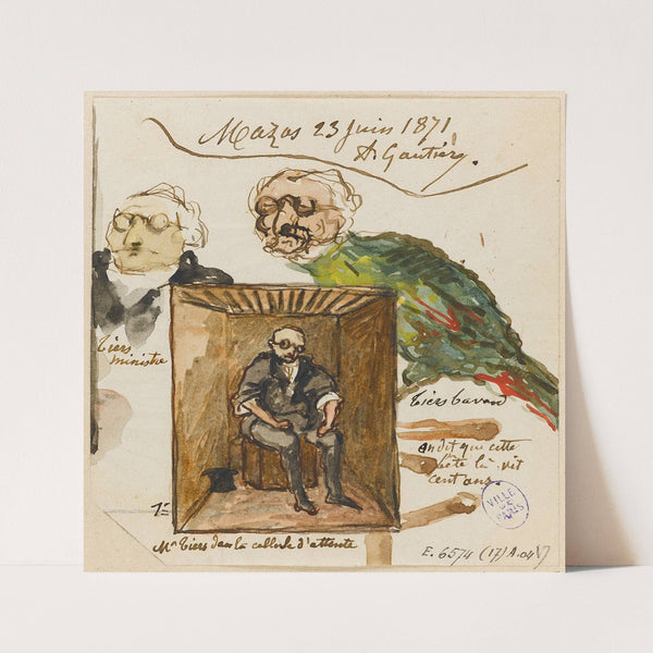 Caricatures de Thiers Thiers ministre, Thiers bavard et Thiers dans sa cellule d’attente (1871) by Armand Gautier