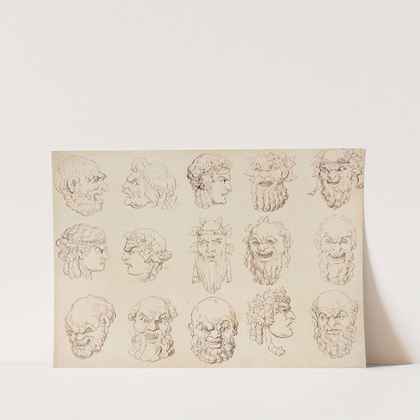 Caricatures of fifteen heads by Thomas Rowlandson