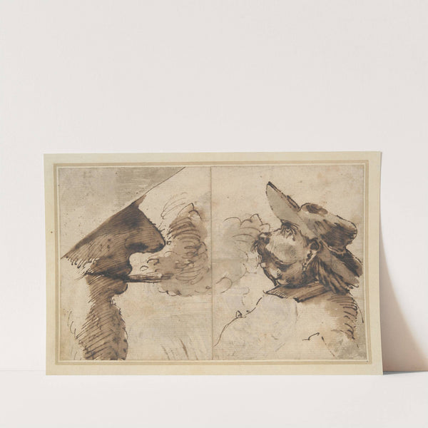 Caricatures of Two Male Heads by Pier Francesco Mola