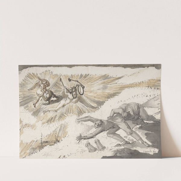 Carl Ehrenswärd as Apollo, flying to inspect Sergel and Abilgaard by Johann Tobias Sergel