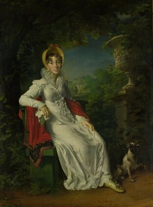 Carolina Ferdinanda Louisa of Sicily (1798-1870). Wife of Charles Ferdinand, Duc de Berry, in the Park of Bagatelle in the Bois de Boulogne (near Paris)