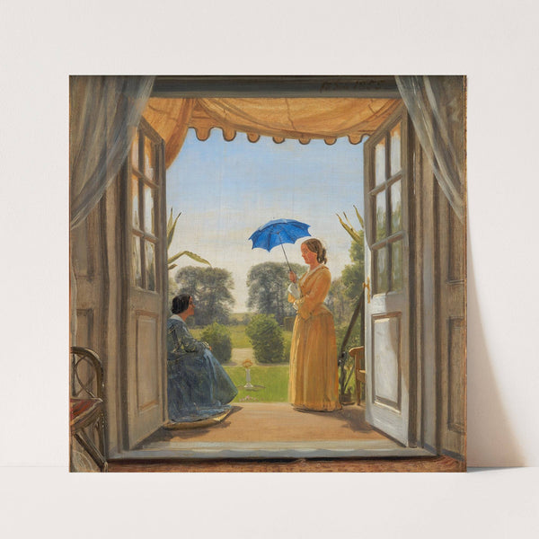 Caroline Dalgas og Jeanina Stampe på Nysø havetrappe (1854 - 1855) by P. C. Skovgaard