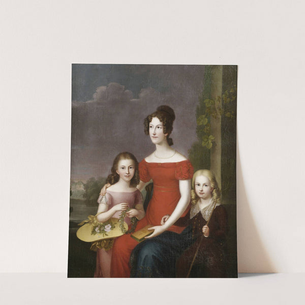 Caroline Friederike Mathilde von Württemberg mit ihren zwei Kindern by Carl Rothe