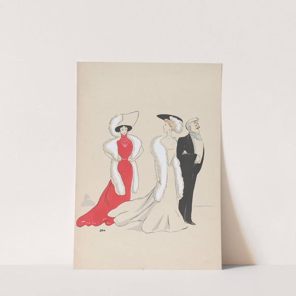 Caroline Otéro, Liane de Pugy, and Jean Lorrain (1910) by Georges Goursat (Sem)