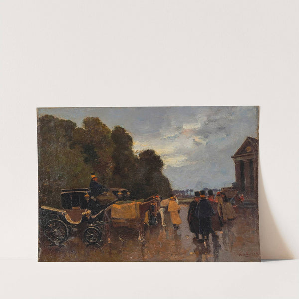 Carriages with waiting drivers near the railway station Hollands Spoor, The Hague by Willem de Zwart