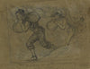 Carrying the powder down the covered way to the mine under fire