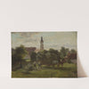 Carting hay with a view of the village and the church by Adolf van der Venne