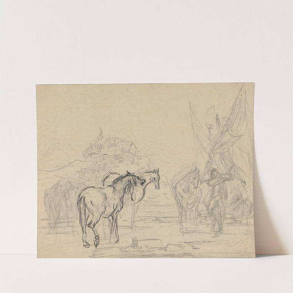 Cartoon for 'Gulliver Taking Leave of the Land of Houyhnhms' by Sawrey Gilpin