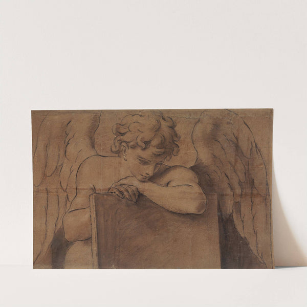 Cartoon Fragment for Adolescent Angel Leaning on a Tablet or Closed Book by Marcantonio Franceschini