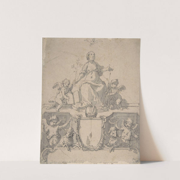 Cartouche with a Crown, the Virgin and the Holy Ghost, and Four Putti by Johann Matthias Kager