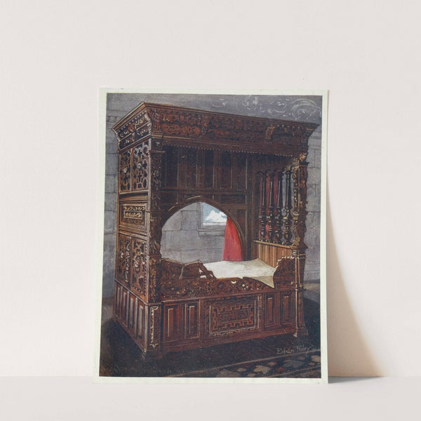 Carved oak bedstead of Jeanne D'Albret, dated 1562 by Edwin Foley