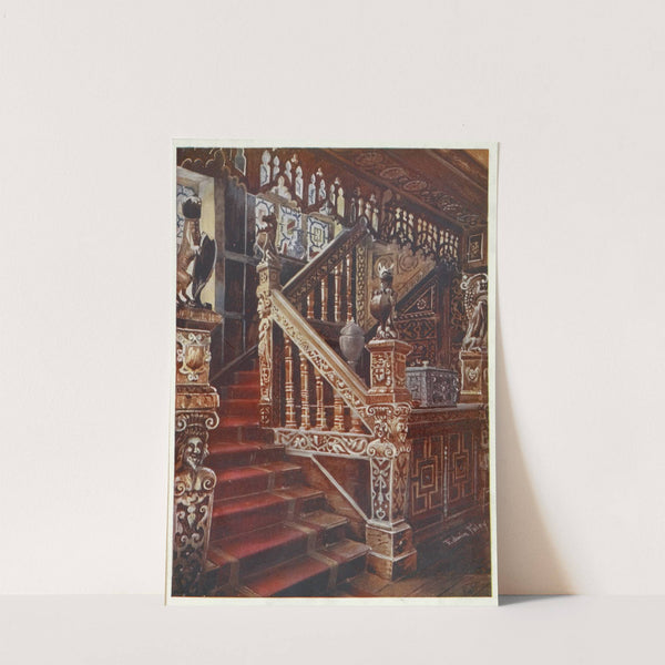 Carved oaken stairway, Godinton by Edwin Foley