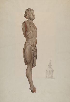Carved Wood Figure – Flying Mercury