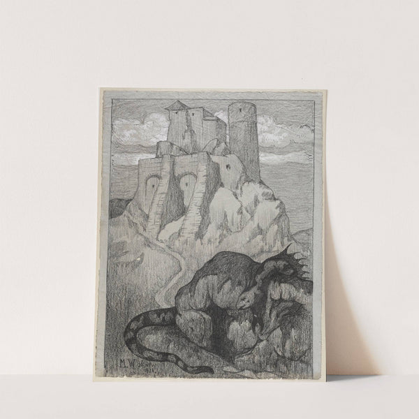 Castle guarded by a dragon (1911) by Marian Wawrzeniecki