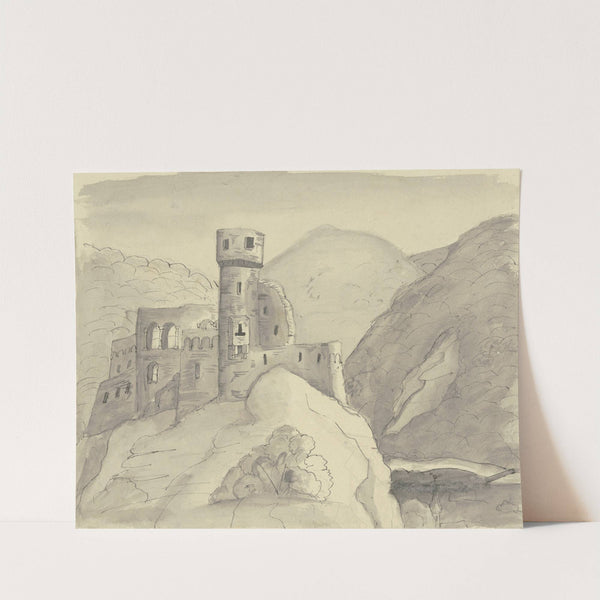 Castle ruins in a mountain landscape by Victor Müller