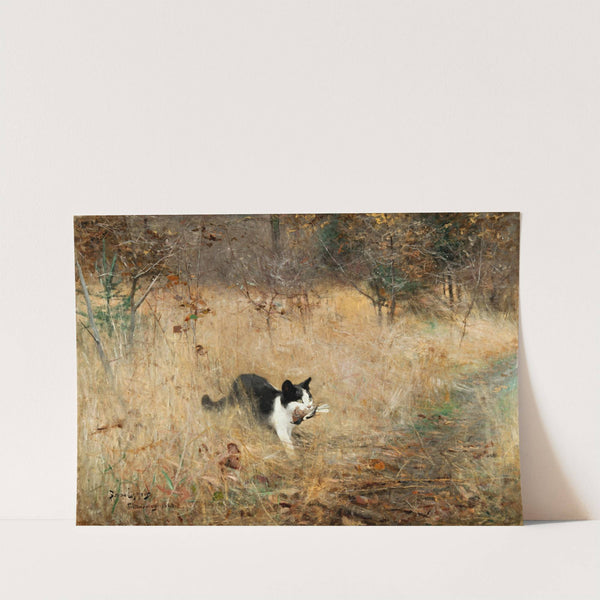 Cat hunting Birds (1883) by Bruno Liljefors