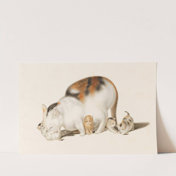 Cat with four kittens by Gottfried Mind