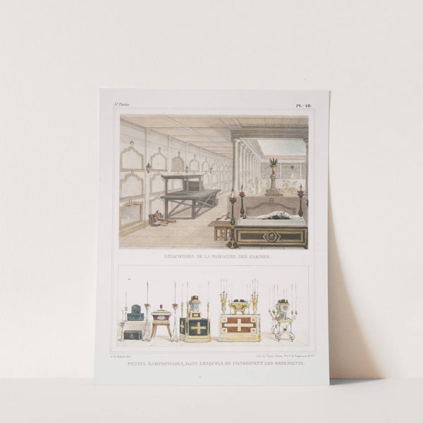 Catacombes de la paroisse des carmes; Petits sarcophages, dans lesquels se conservent des ossements (1834 - 1839) by Jean Baptiste Debret