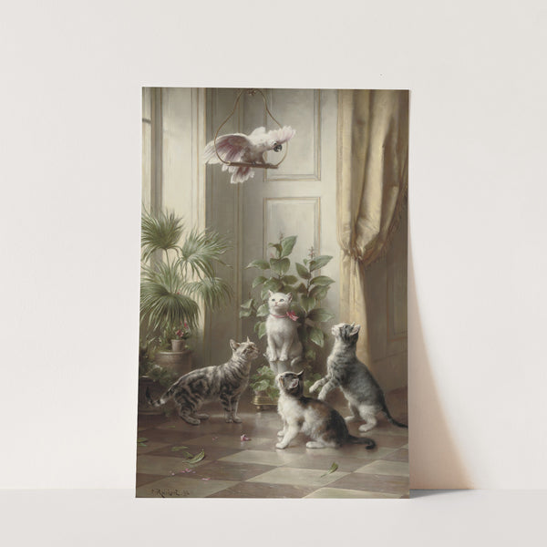 Cats and the cockatoo (1898) by Carl Reichert