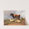 Cattle and sheep in a meadow in a vast landscape by Thomas Sidney Cooper