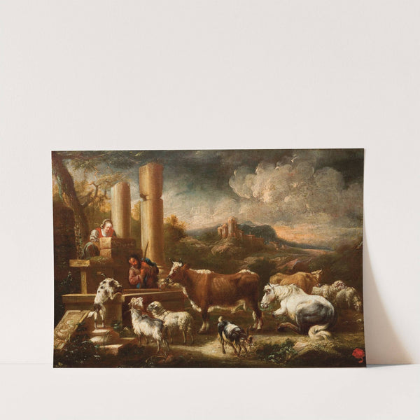 Cattle at the Ruins of the Temple by Johann Mathias Wuzer