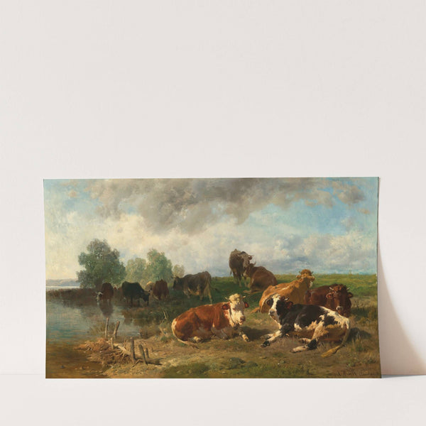 Cattle Resting on the Lakeside (1873) by Anton Braith