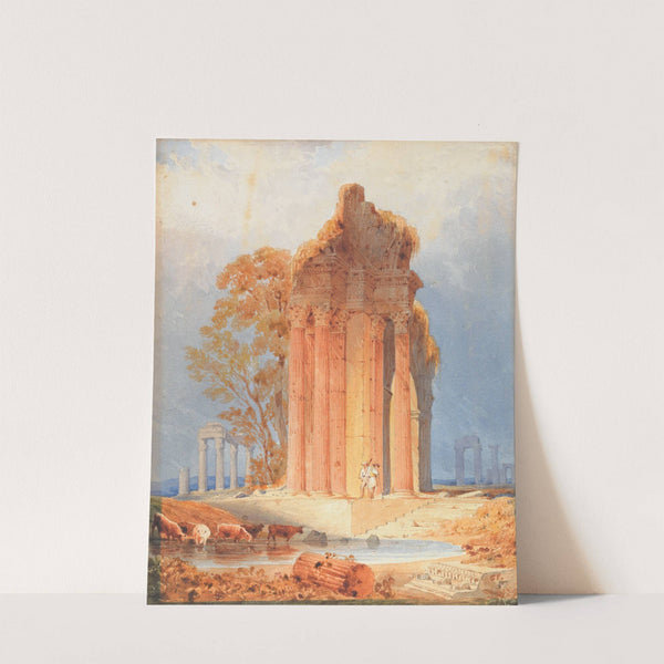 Cattle Watering by Corinthian Columns by Copley Fielding