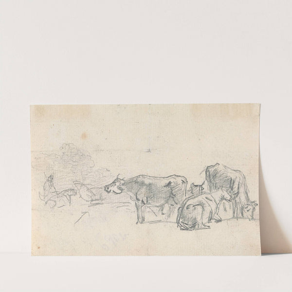 Cattle with herder in background by Sawrey Gilpin