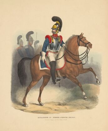 Cavaleriesoldaat met borstharnas te paard Kurassier in Nederlandsche dienst (1842-1880) — size preview