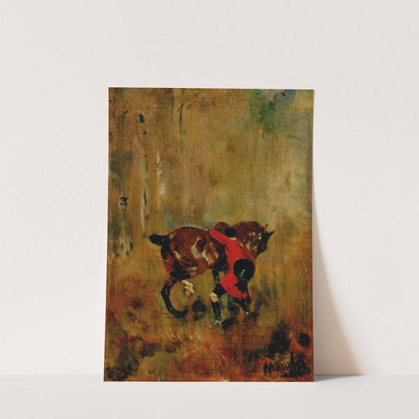 Cavalier de chasse à courre ressanglant son cheval by Henri de Toulouse-Lautrec