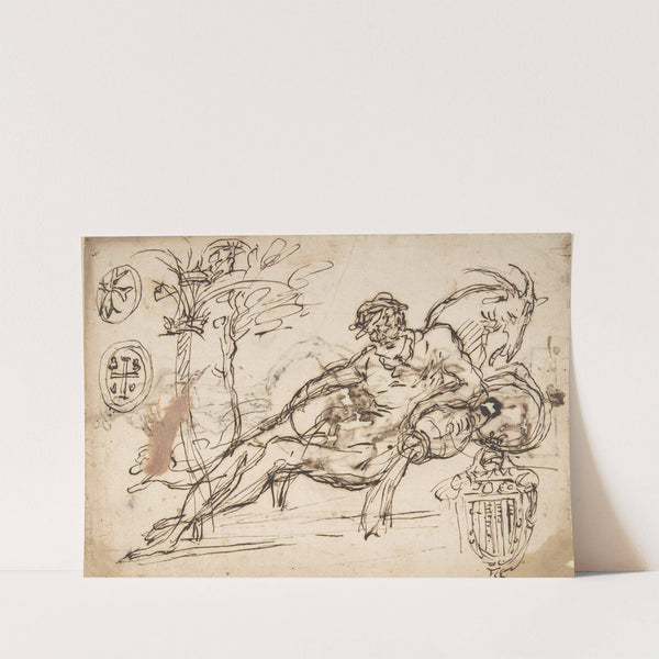 Cavalier Standing on a Globe Supported by a Kneeling Giant by Domenico Gargiulo