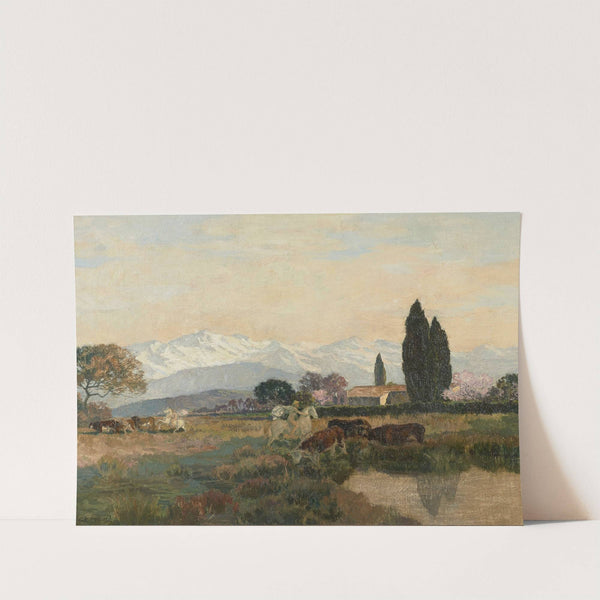 Cavaliers antiques dans un paysage de montagne by Émile-René Ménard