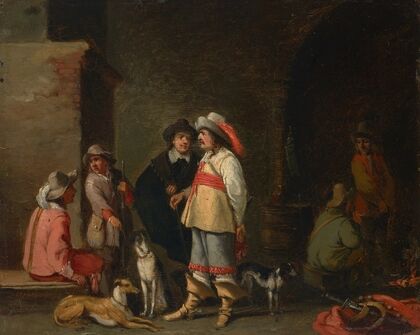 Cavaliers in a guardroom interior