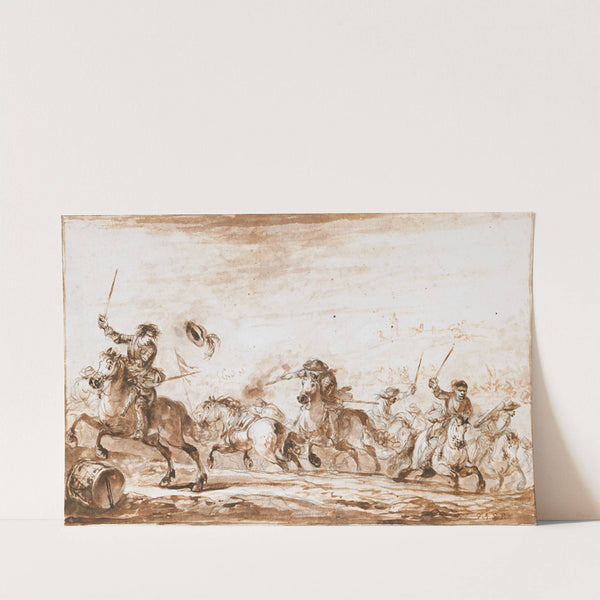 Cavalry Fighting below a Walled Town by Francesco Simonini
