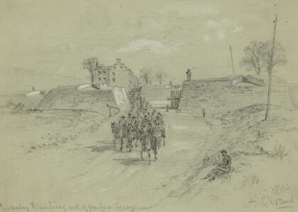 Cavalry marching out of Harpers Ferry
