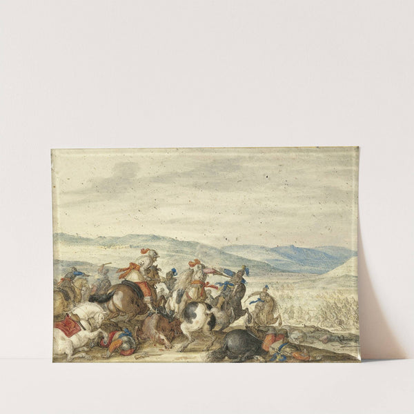 Cavalry Skirmish Mountainous Landscape by Bartholomäus Dietterlin