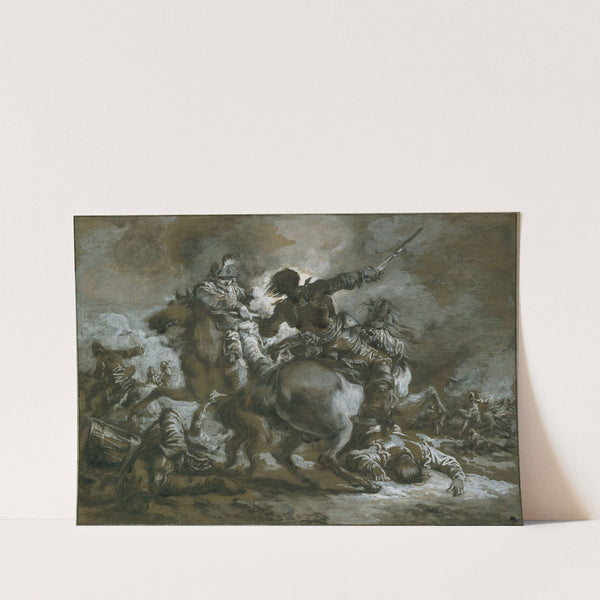 Cavalry Skirmish with a Fallen Drummer at Left by Francesco Casanova