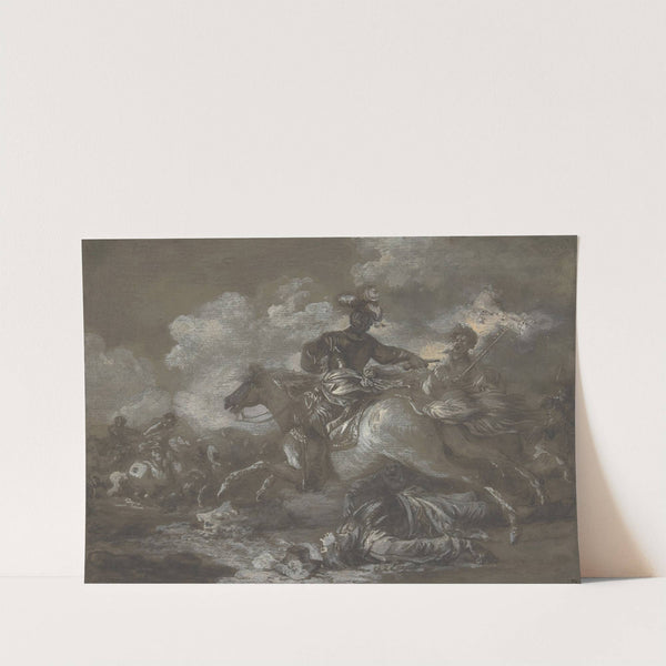 Cavalry Skirmish with a Fallen Soldier at Right by Francesco Casanova