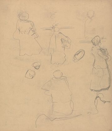 Cave of the Golden Calf; Studies of a Woman in a Coat and Hat