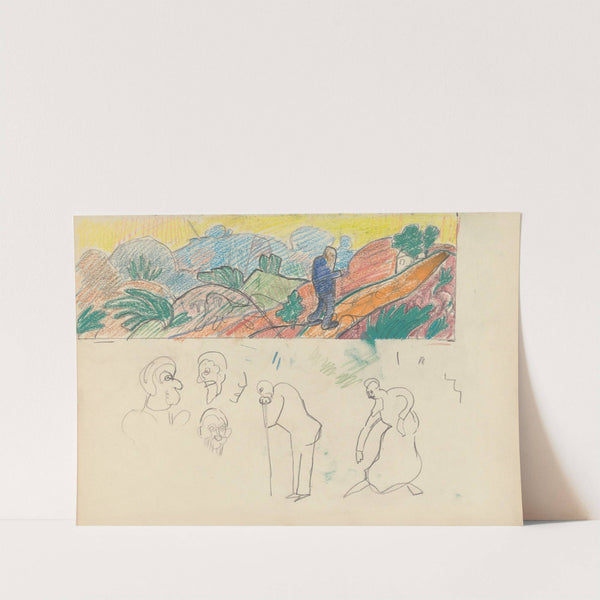 Cave of the Golden Calf; Study for a Mural Decoration, Old Man in Landscape by Spencer Frederick Gore