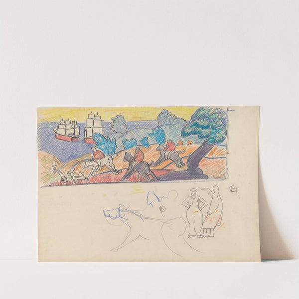 Cave of the Golden Calf; Study for Deer Hunting Mural by Spencer Frederick Gore