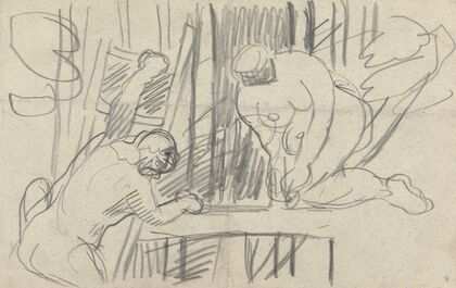 Cave of the Golden Calf; Study of a Tree House with Primitive People
