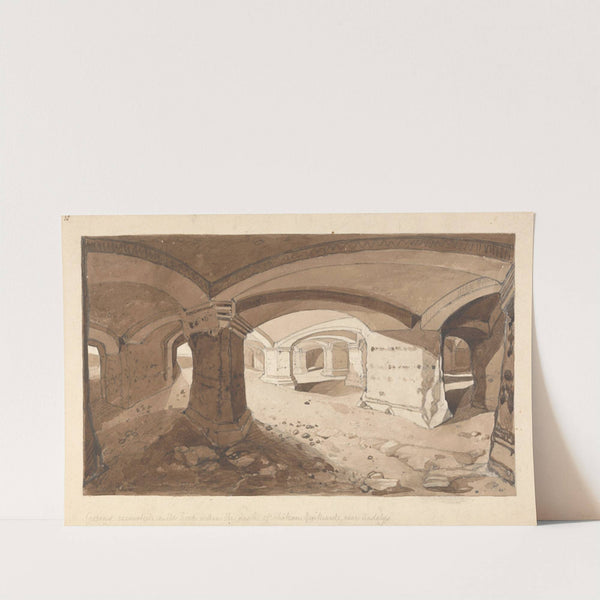 Caverns Excavated in the Rock within the Castle of Chateau Gaillard, near Andelys, Normandy (1822) by John Sell Cotman