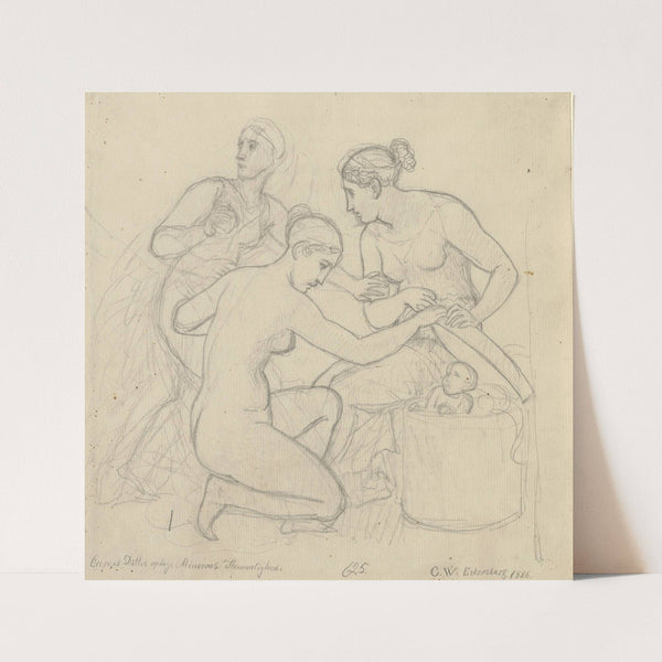 Cecrops døtre afslører Minervas hemmeligheder (1814) by Christoffer Wilhelm Eckersberg