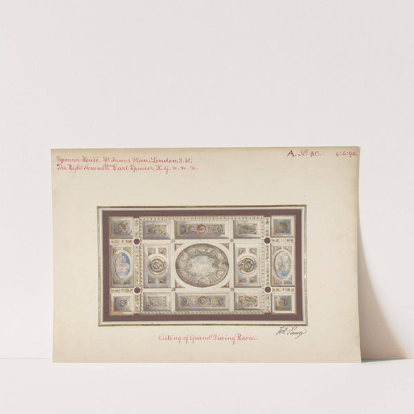 Ceiling of Dining Room, Spencer House, St. James Palace, London, about 1870 by Frederick Sang