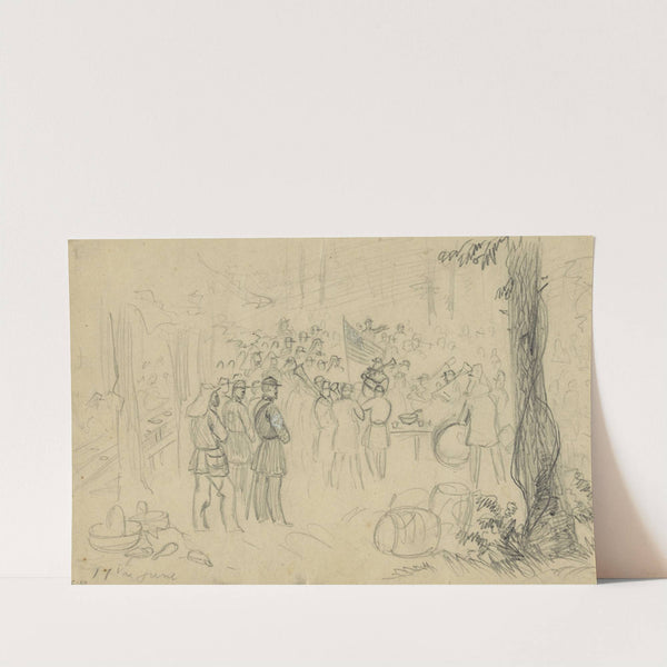 Celebration of the battle of Bunker hill, near the camp of the 5th Mass by Alfred Rudolph Waud