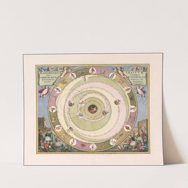 celestial chart illustrating the Greek Astronomer Aratus’ model of the universe (1660) by Andreas Cellarius
