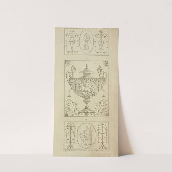 Center design for urn; cherubs in horse-drawn cart. by Michael Angelo Pergolesi