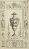 Central design of urn with designs of lions and garlands.